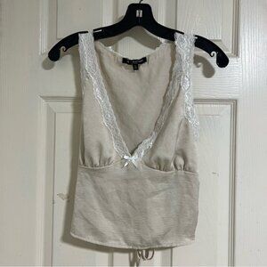 One Clothing Ivory Lace-Edged Top